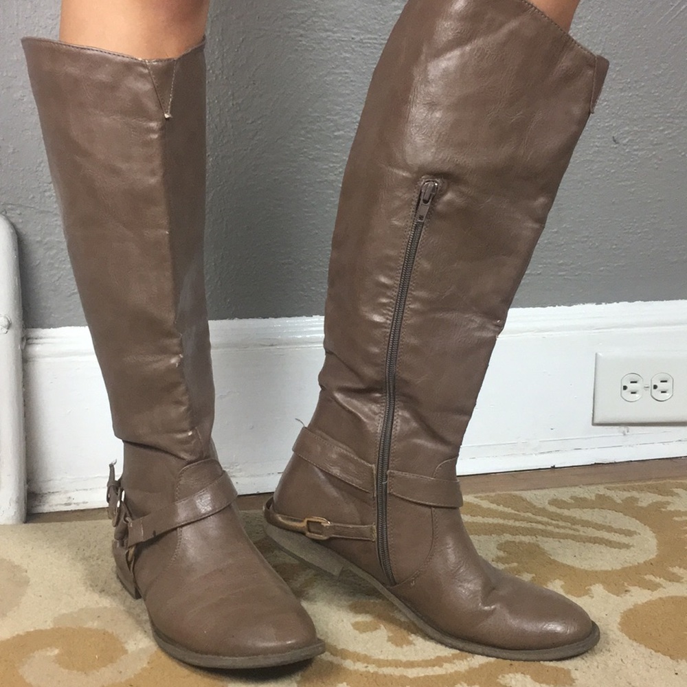 Faux Leather Riding Boots